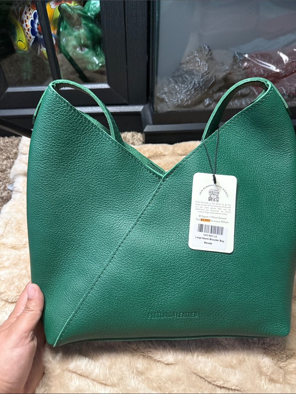 Portland Leather Emerald Green Pebbled Hobo Shoulder Bag